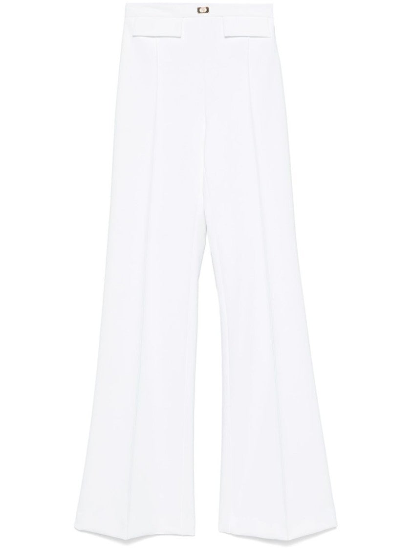 Elisabetta Franchi High-Waisted Flared Pants With Gold Accent