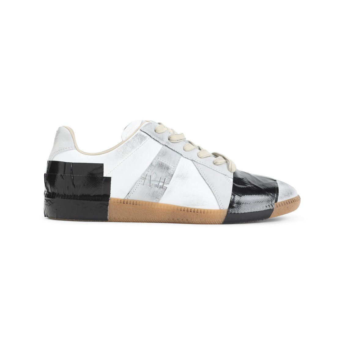 Maison Margiela Low-Top White Sneakers With Tape-Like Overlays