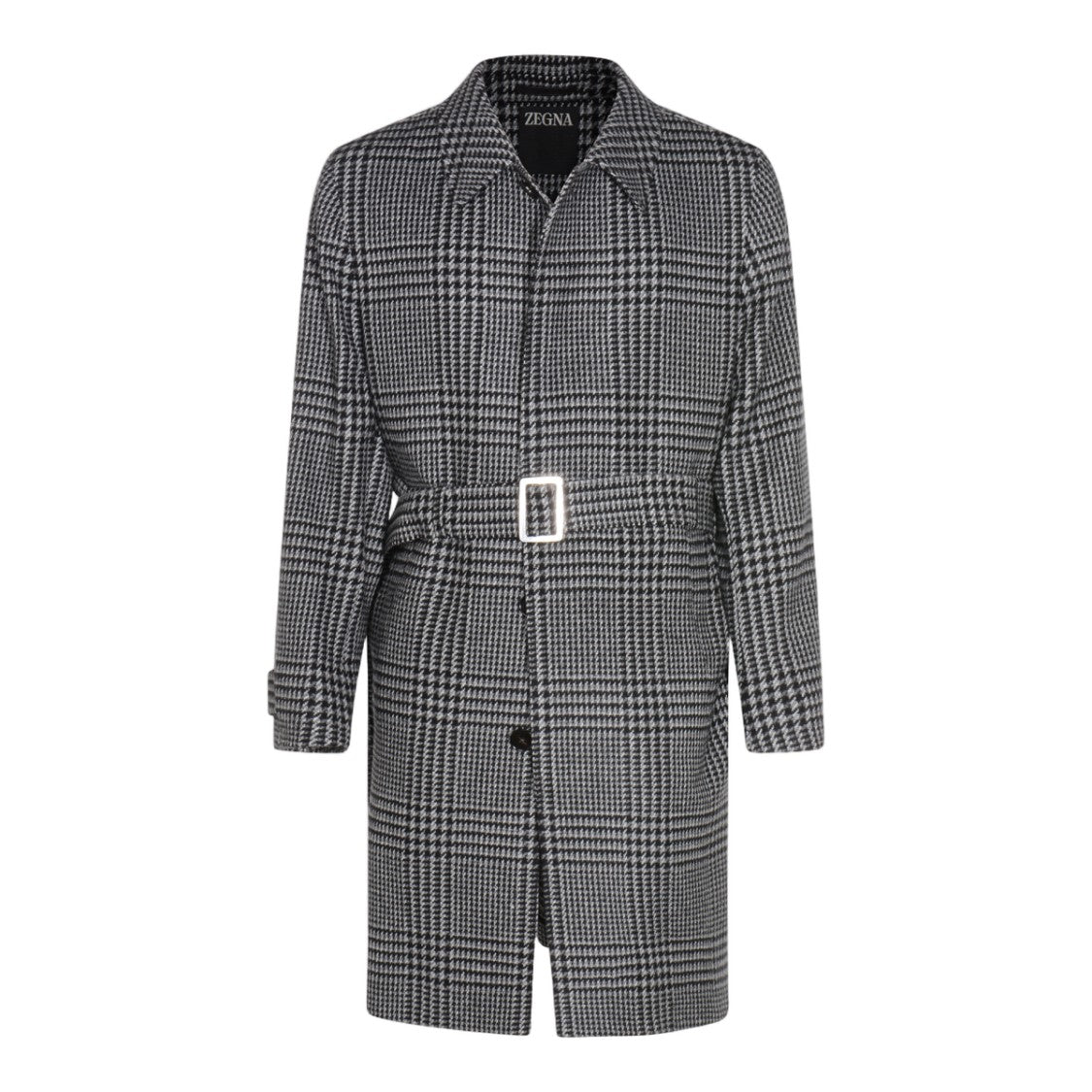 Zegna Houndstooth Patterned Coat With Tailored Waist