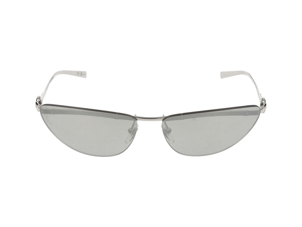 Gucci Silver Angular Cat-Eye Metal Sunglasses
