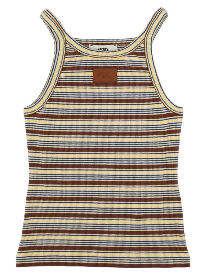 Fendi Multicolor Ribbed Cotton Tank Top