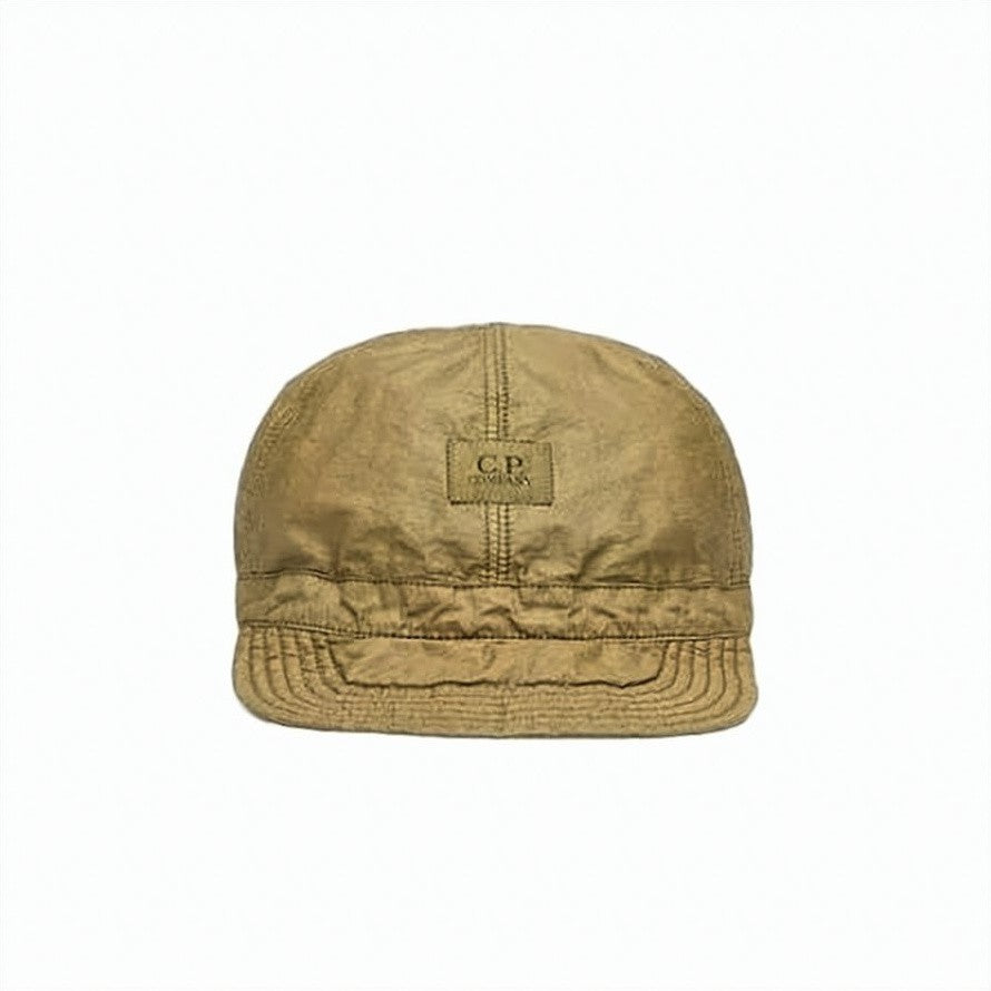 C.P. Company Structured Brown Cap With Curved Brim And Stitched Panels