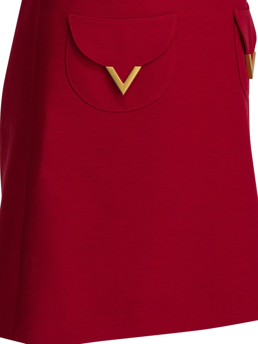 Valentino Red Mini Dress With Flared Skirt