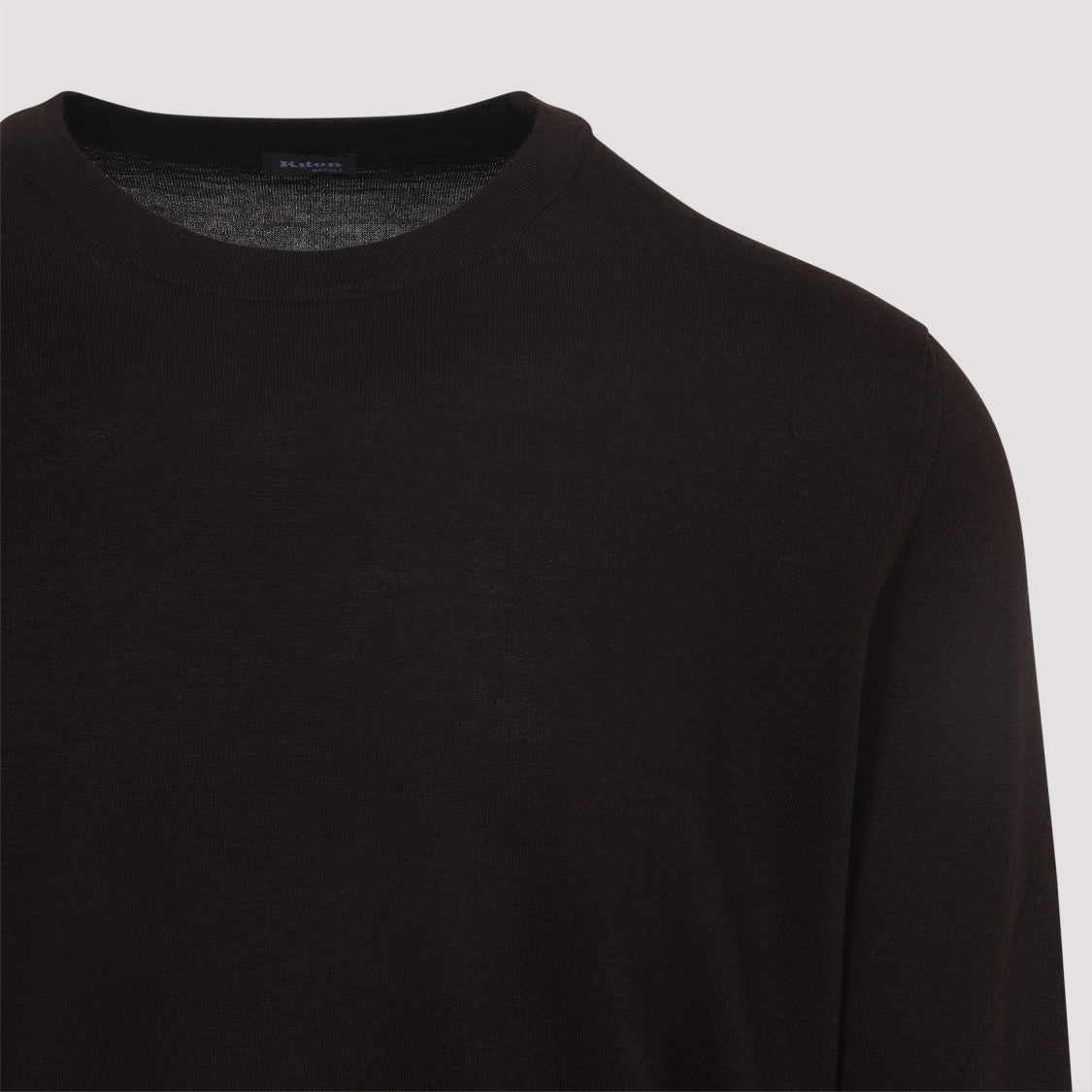 Kiton Cashmere-Silk Blend Sweater With Classic Crew Neckline