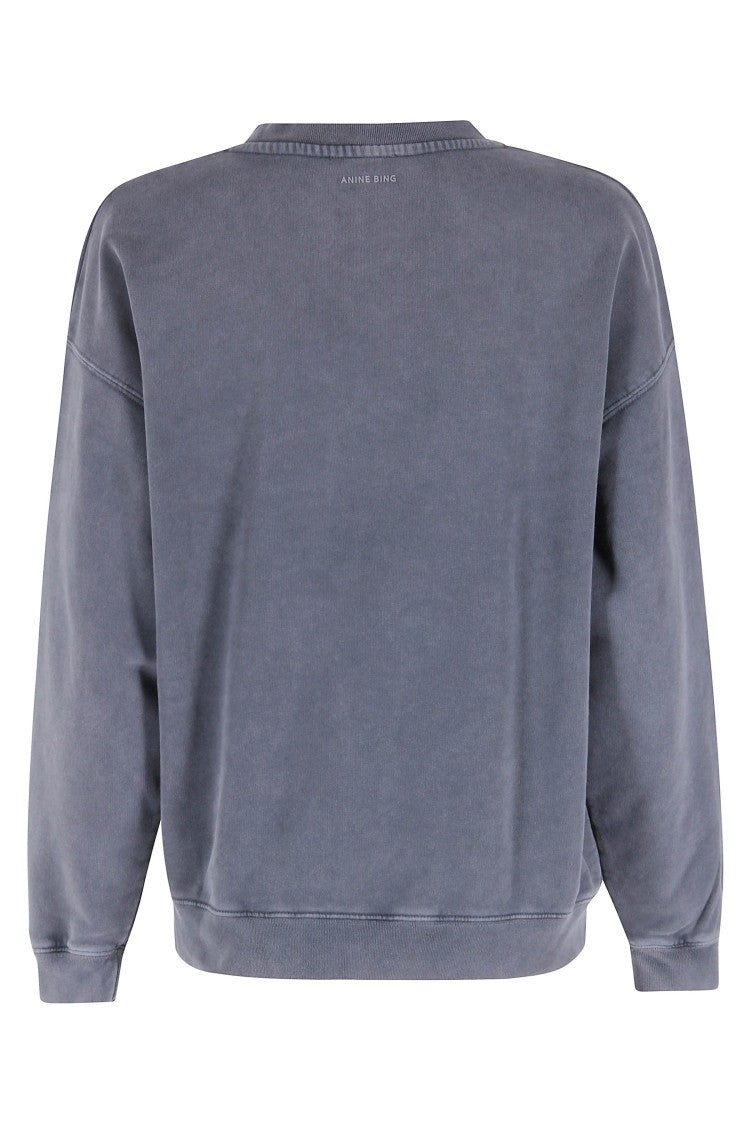 Anine Bing Washed Black Leopard Sweatshirt