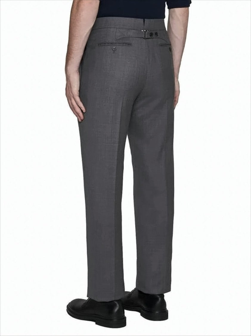 Thom Browne Tailored Grey Wool Straight Pants With Refined Fit