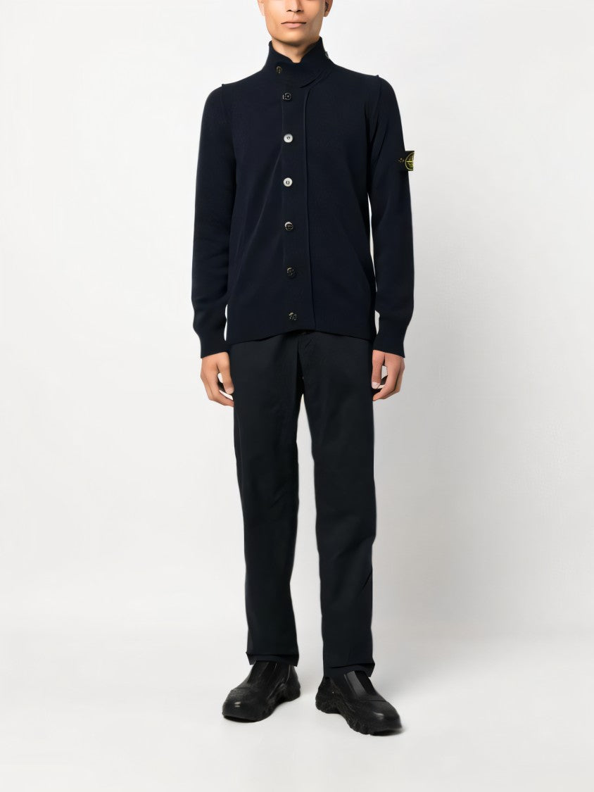 Stone Island Ribbed High-Collar Cardigan