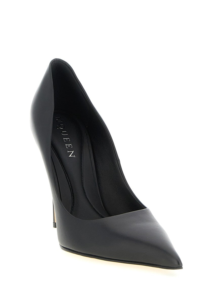 Mcqueen Pointed Toe Leather Pumps With Stiletto Heel