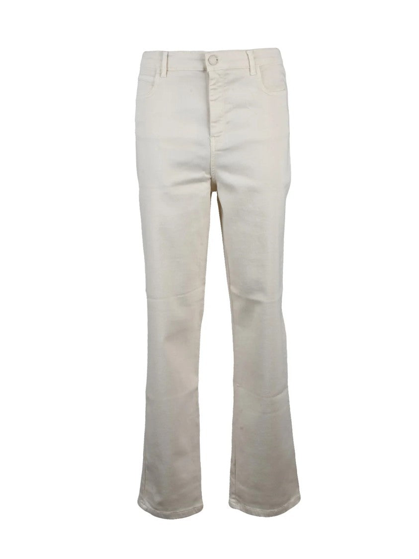 Marella Monochrome White Flared Lyocell-Blend Jeans