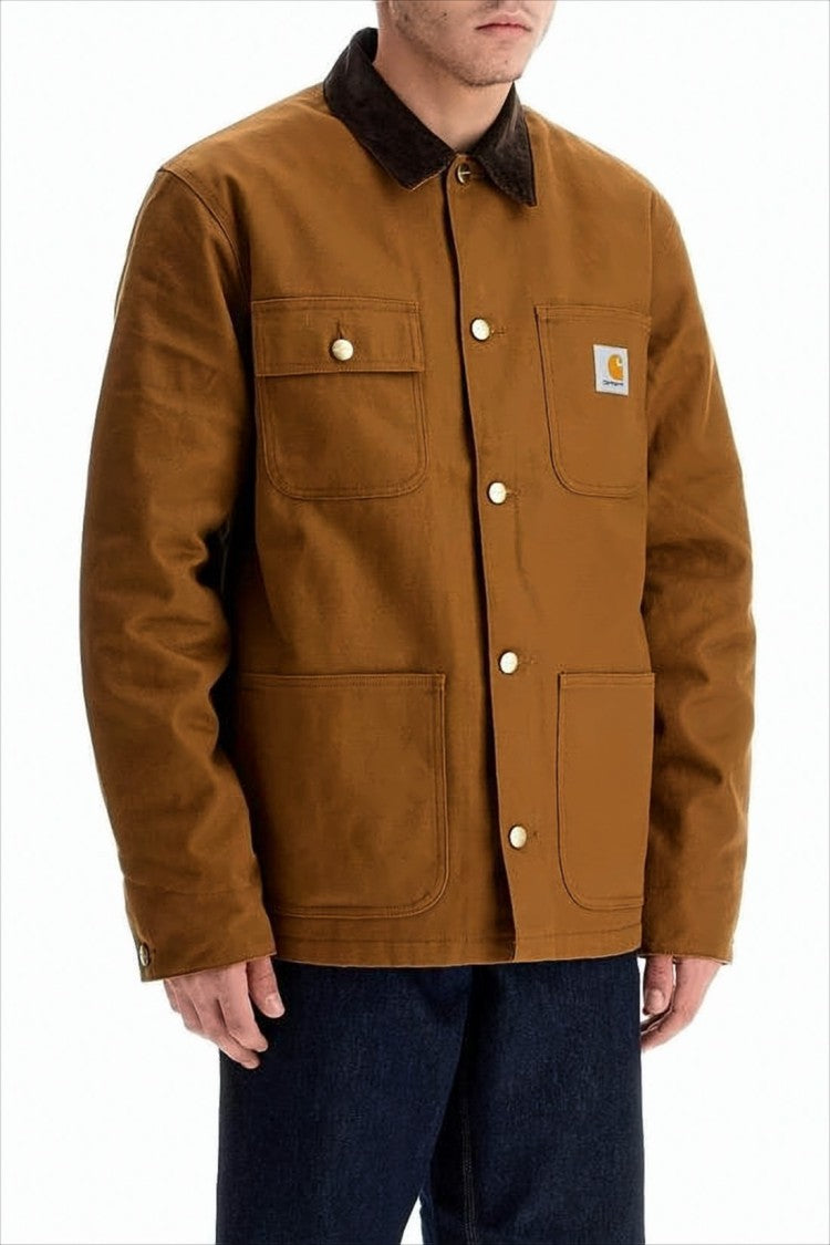 Carhartt Wip Workwear-Inspired Brown Cotton Jacket With Corduroy Collar