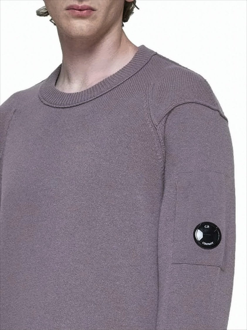 C.P. Company Relaxed Fit Purple Knit Sweater With Distinctive Patch