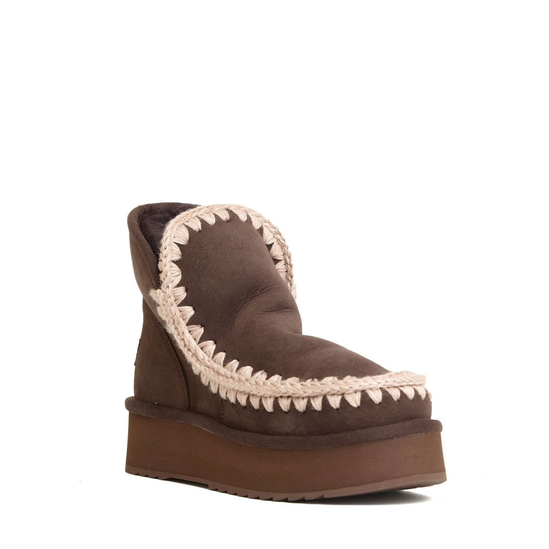 Mou Mini Eskimo Platform Boots With Crochet Detailing