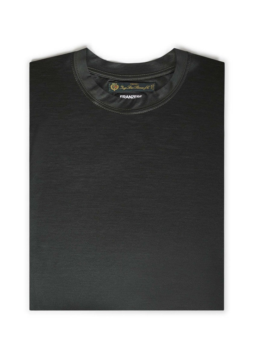 Franzese Collection Nuvola Green Soft Jersey T-Shirt With Classic Crew Neck