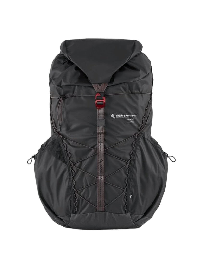 Klattermusen Spacious Black Backpack With Top Flap Closure