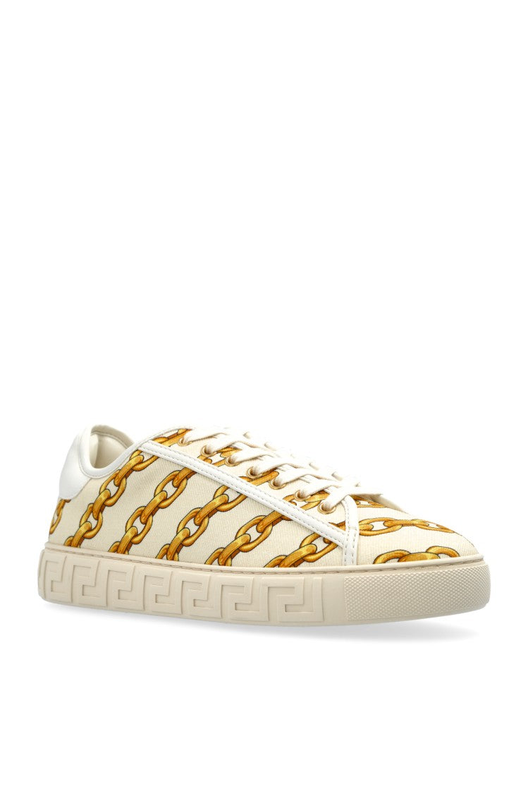 Versace Cream-Beige Printed Sneakers