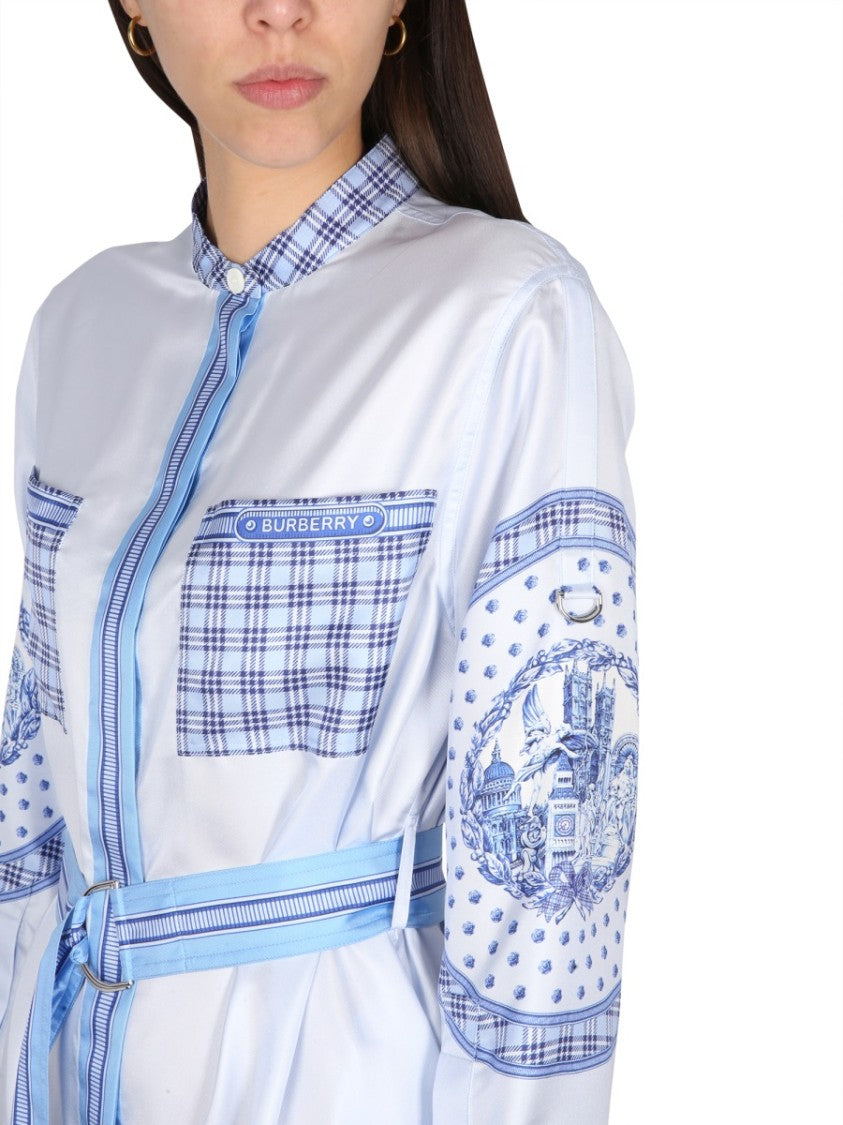 Burberry Silk Chemisier Dress With Concealed Button Closure