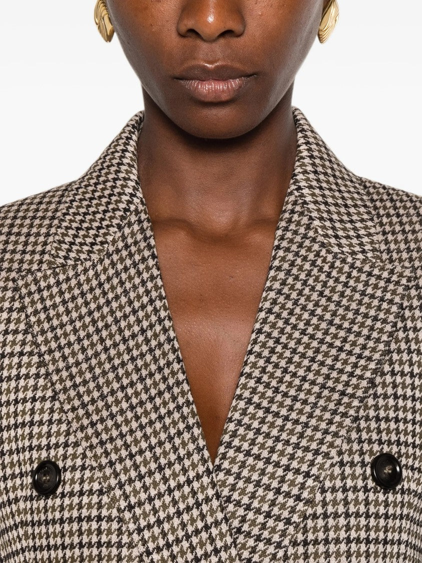 Max Mara Tailored Double-Breasted Houndstooth Blazer