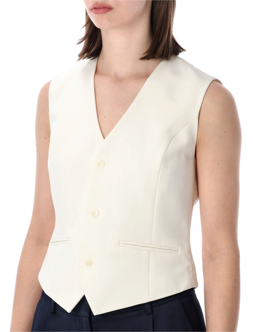 Anine Bing Mario Cropped Tailored V-Neck Vest