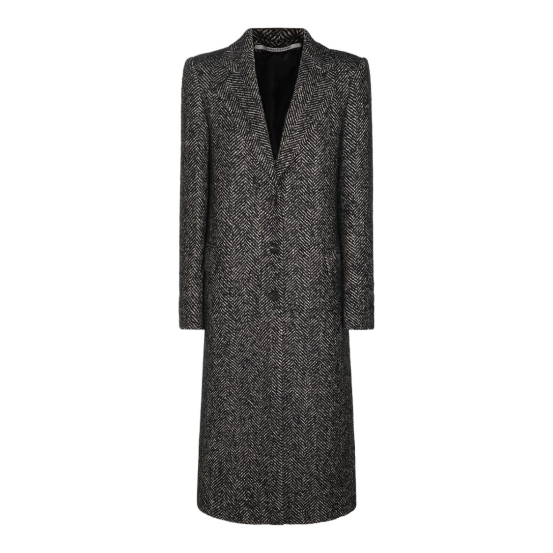 Tagliatore Herringbone Pattern Notched Lapel Tailored Long Coat