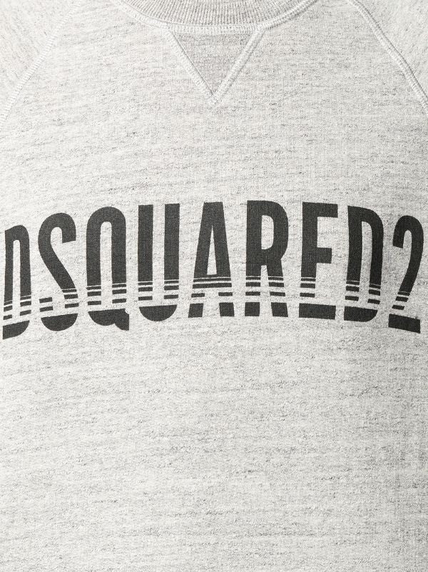 Dsquared2 Heather Grey Crew Neck Sweatshirt With Bold Graphic Logo