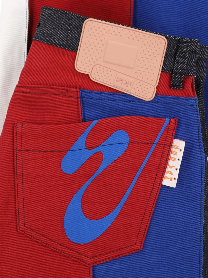 Pdf Black Color-Block Wide-Leg Denim Jeans