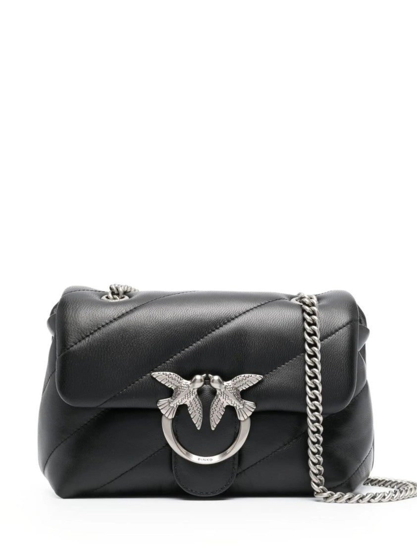 Pinko Black Quilted Silver Clasp Shoulder Bag