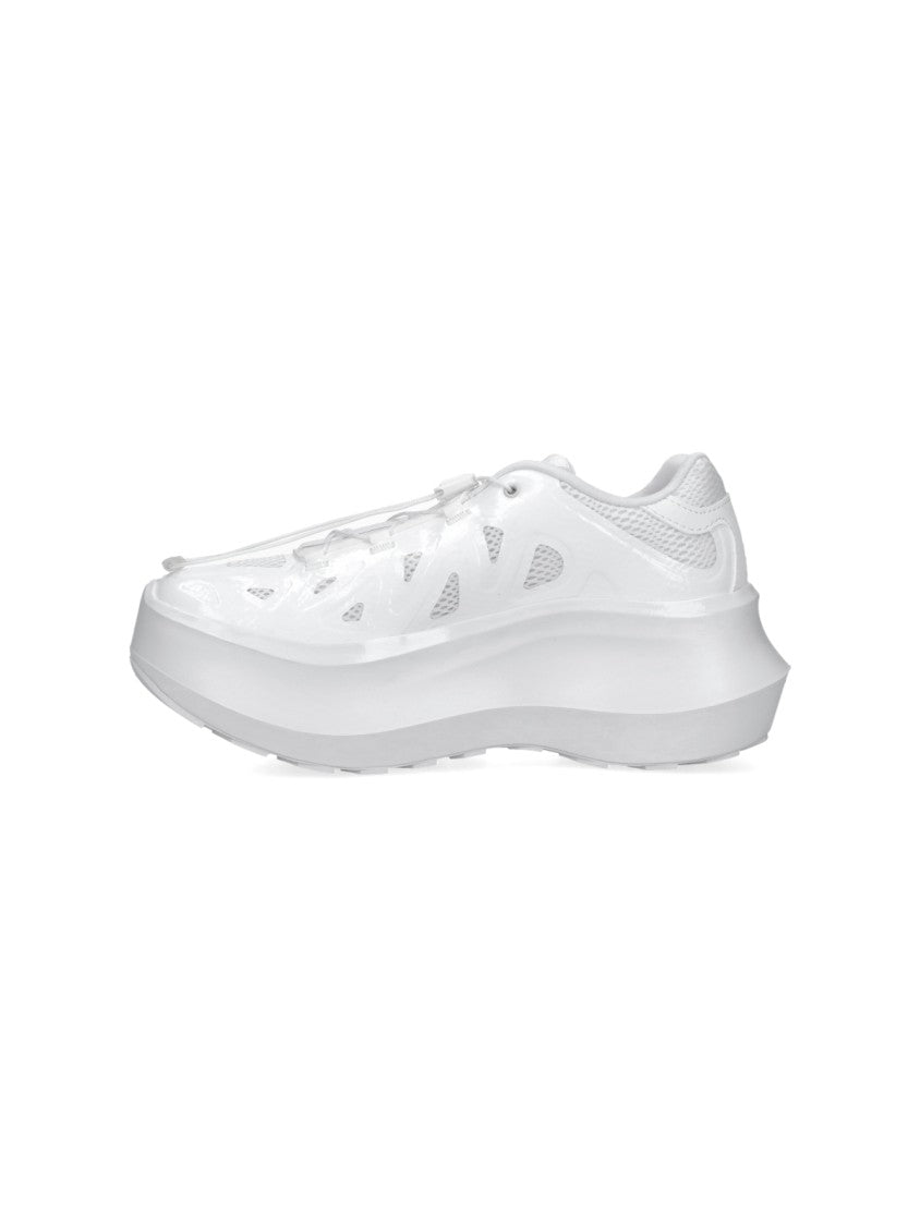 Comme Des Garçons White Futuristic Sculpted Sole Mesh Sneakers