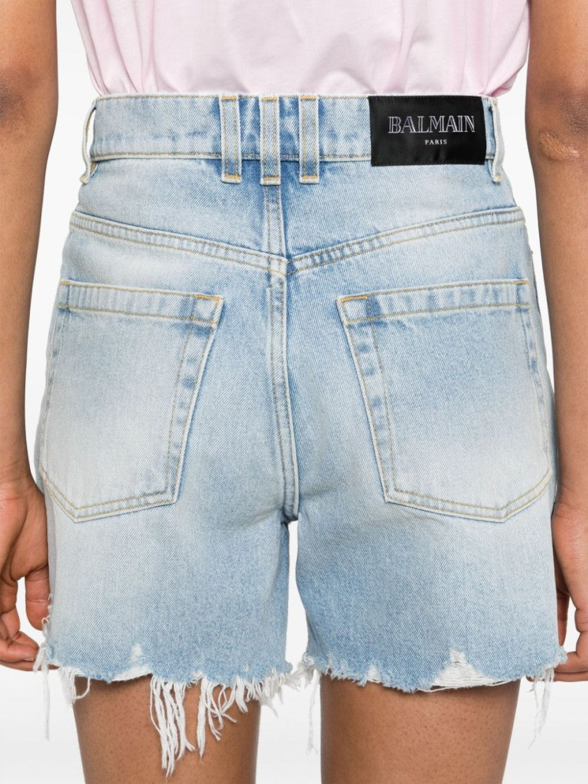 Balmain High-Rise Denim Shorts