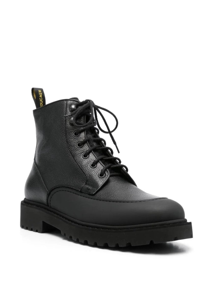 Doucal's Derby Boots With Textured Leather