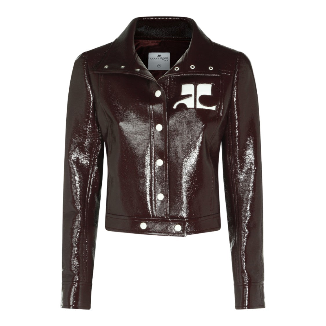 Courrèges Cropped Burgundy Jacket With Glossy Finish