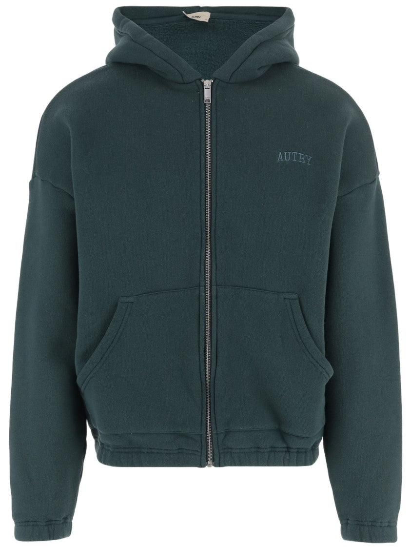 Autry Cotton Zip-Up Hoodie With Embroidered Logo Detail