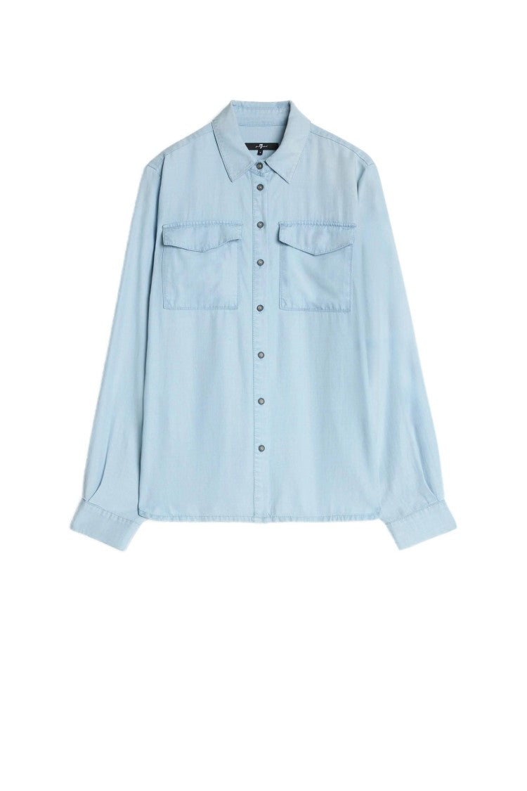 7 For All Mankind Light Blue Denim Button-Up Shirt