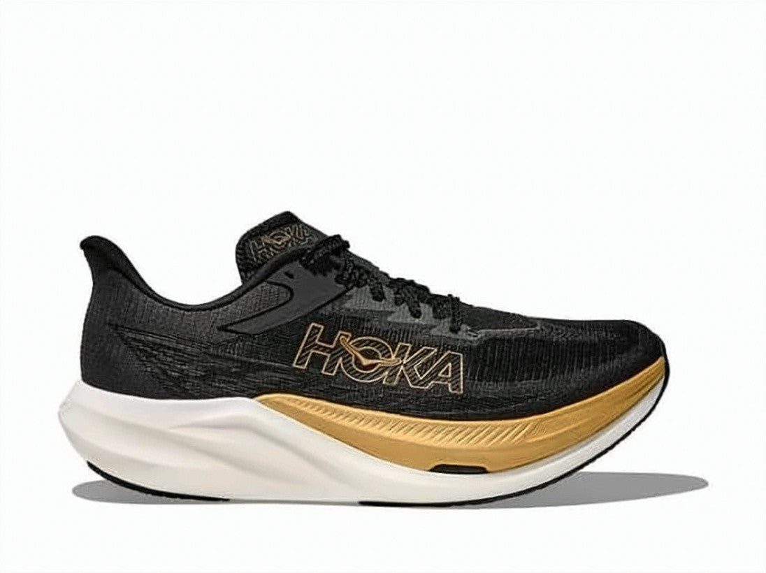 Hoka Sculpted Black Mesh Sneakers With Gold Accents