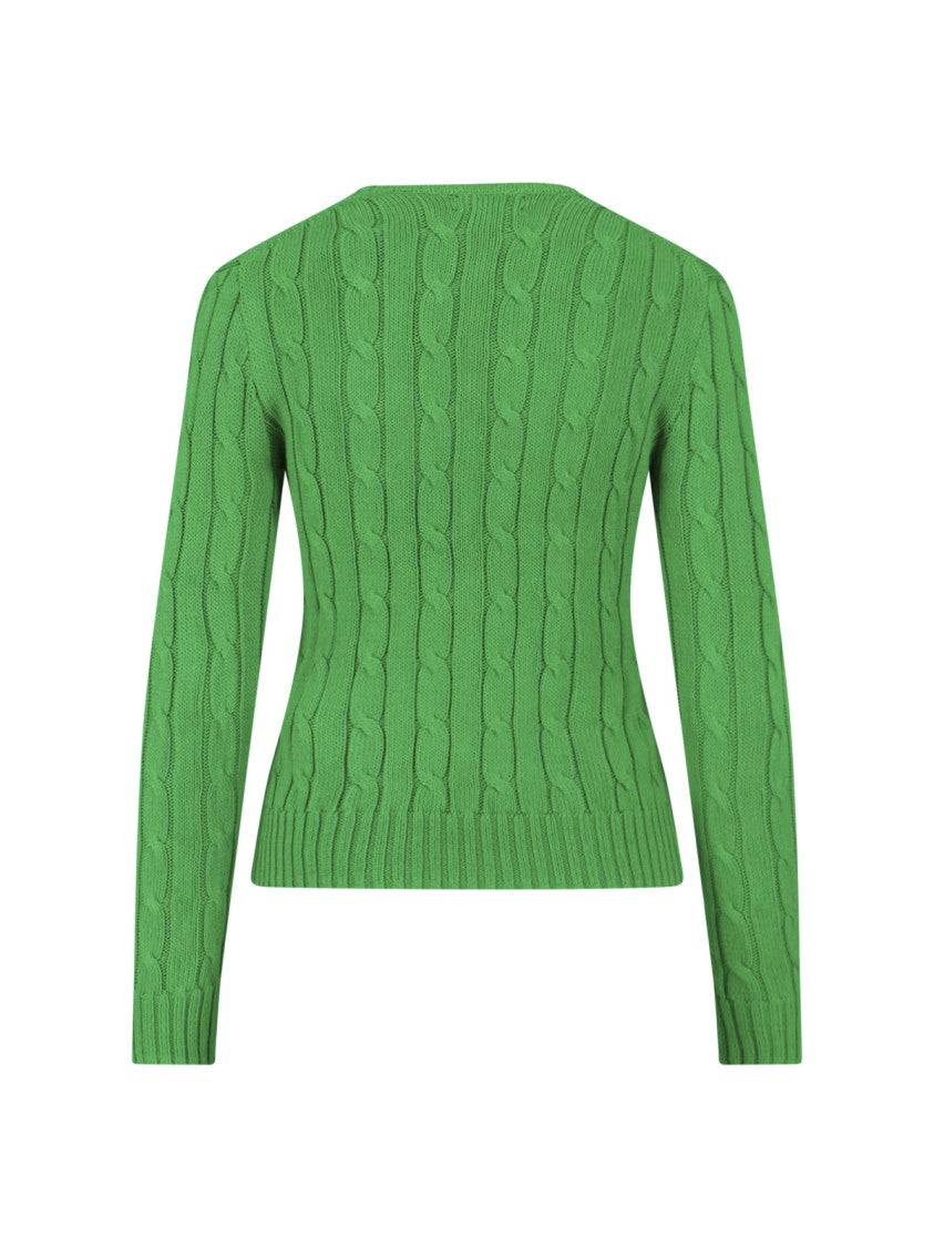 Polo Ralph Lauren Green Cable Knit Crewneck Sweater