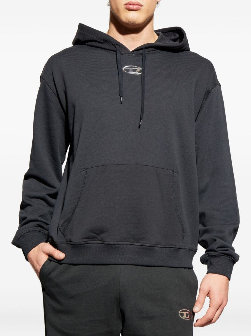Diesel Black Logo Detail Pouch Pocket Hoodies