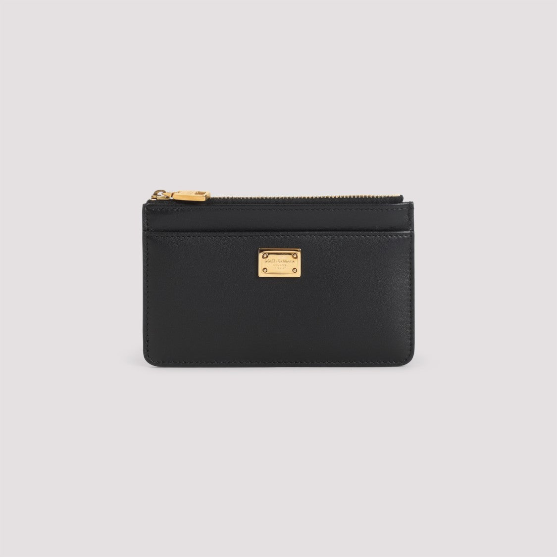Dolce & Gabbana Black Calf Leather Zipped Credit Card Holder