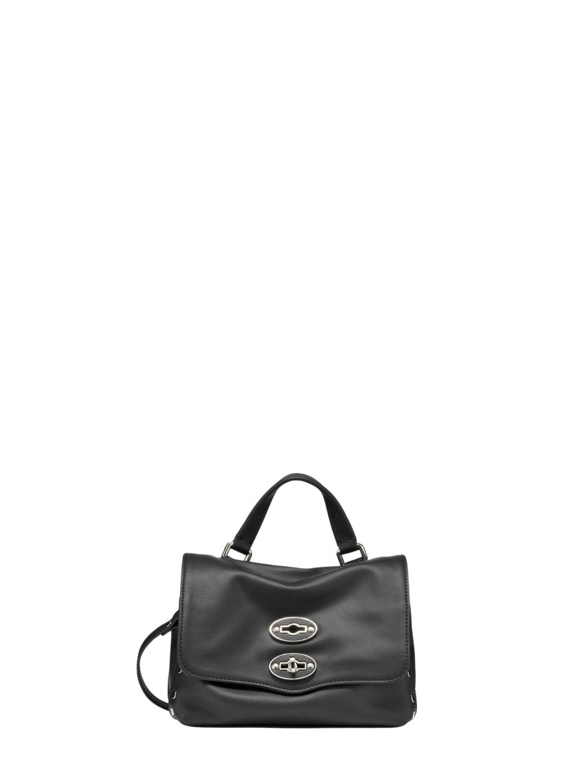 Zanellato Black Structured Silver-Tone Hardware Studded Handbag