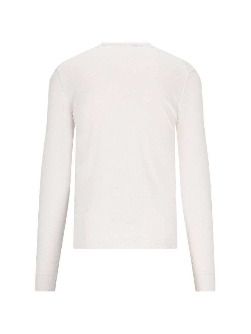 Tom Ford Henley Shirt In Soft Cotton Blend With Front Button Placket