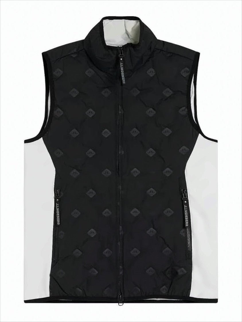 J Lindeberg Sporty Quilted Black Vest With High Collar