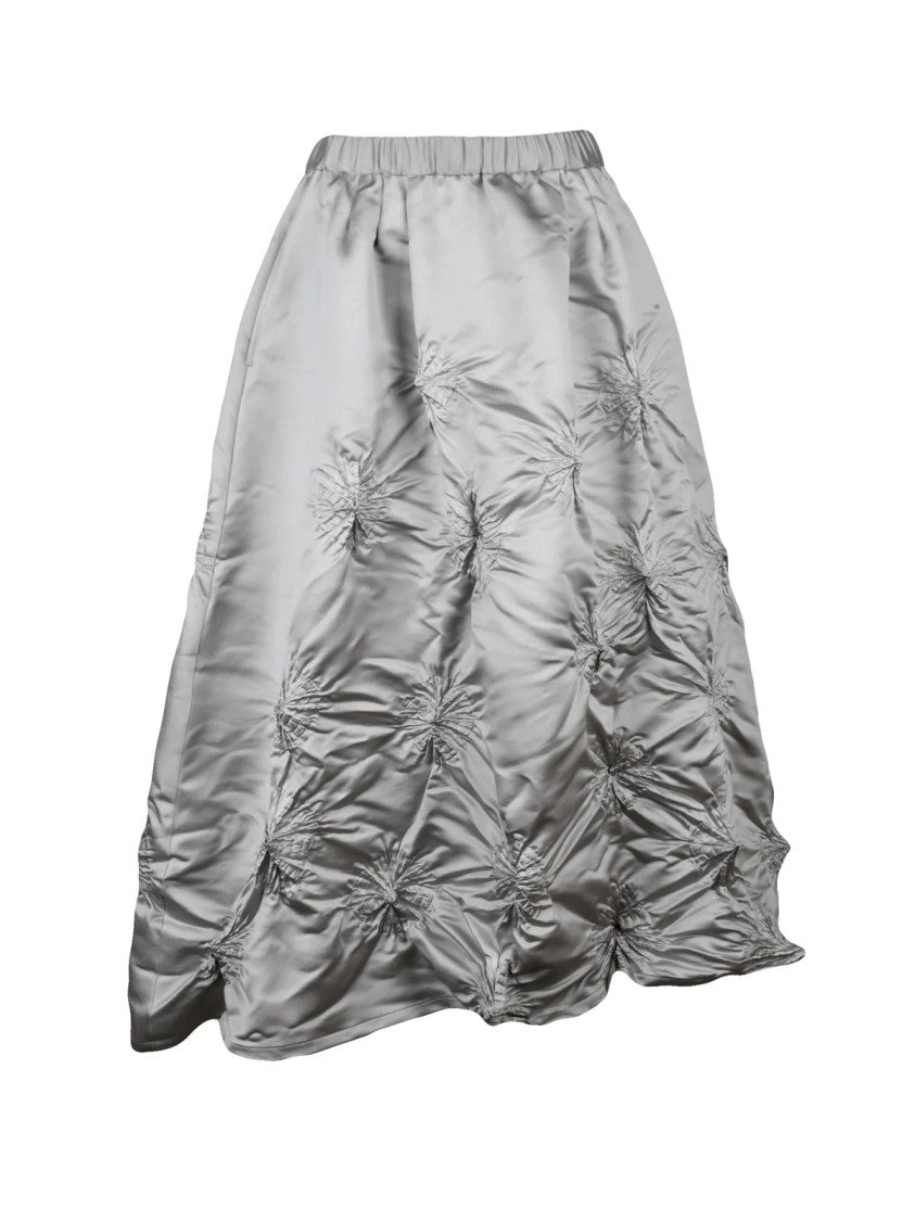 Bunzaburo Light Grey Gathered Elastic Waistband Midi Skirt