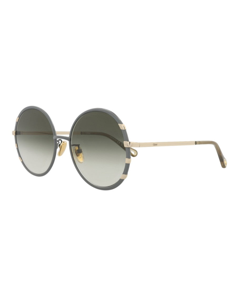 Chloé Round Metal Sunglasses With Gradient Lenses And Striped Detailing