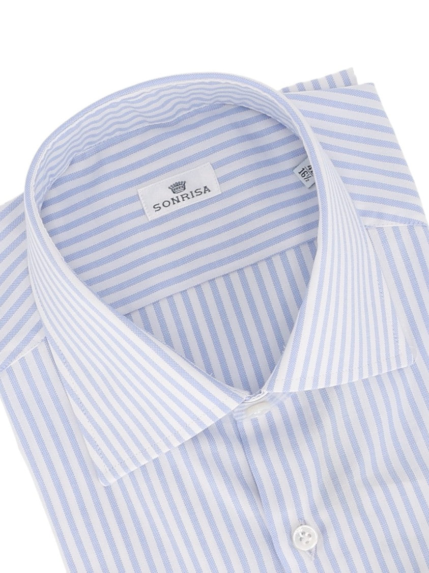 Sonrisa Classic Vertical Stripe Dress Shirt With Pointed Collar
