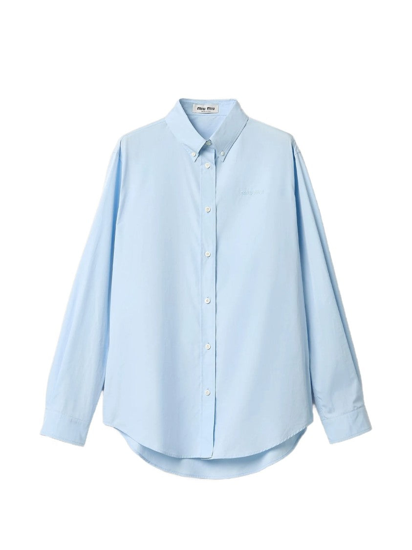 Miu Miu Light Blue Button-Up Classic Collar Shirt