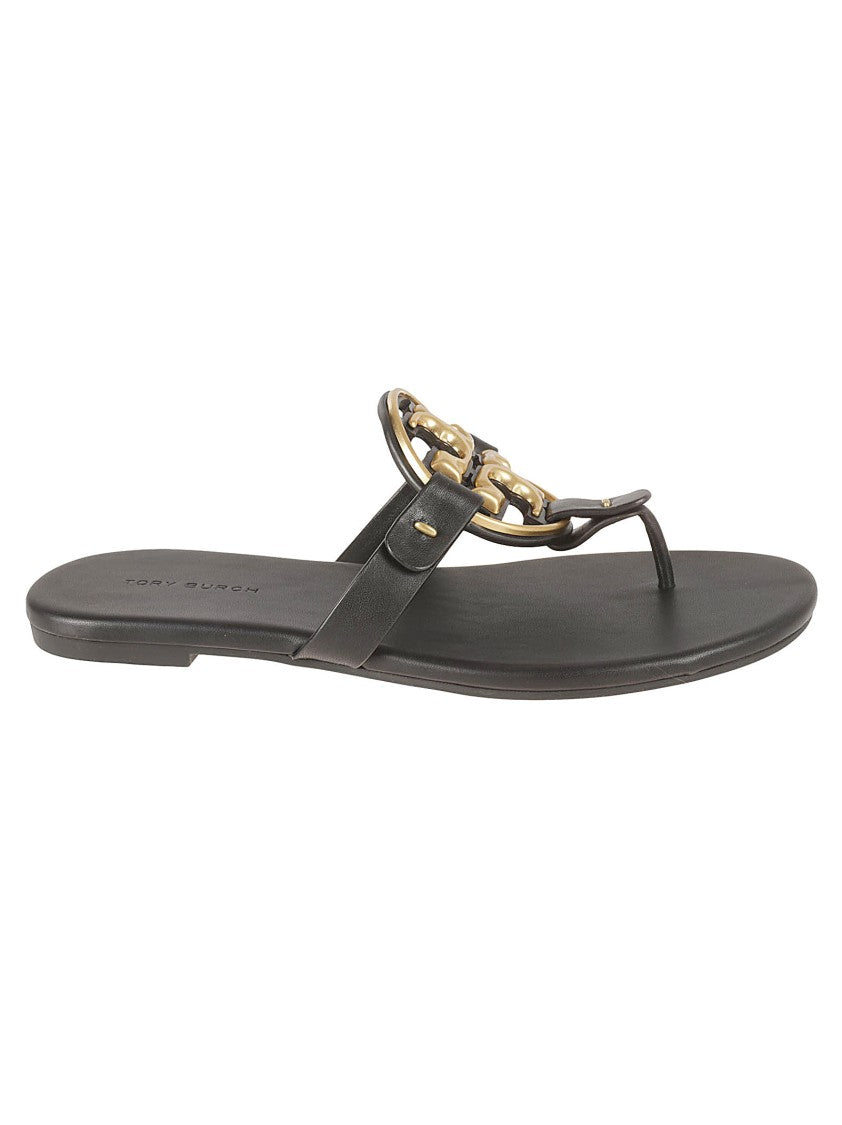 Tory Burch Thong Sandals With Gold-Tone Emblem