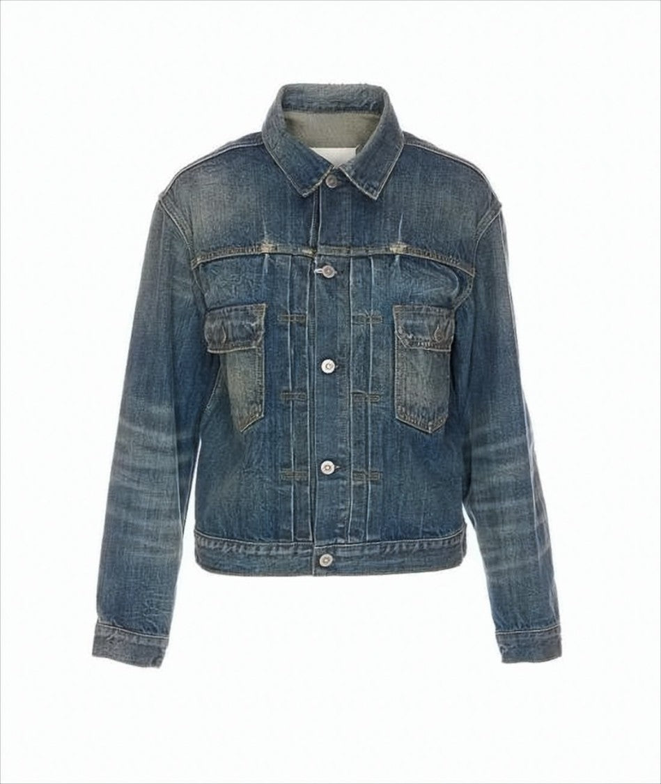 Maison Margiela Cropped Denim Jacket With Vintage Wash