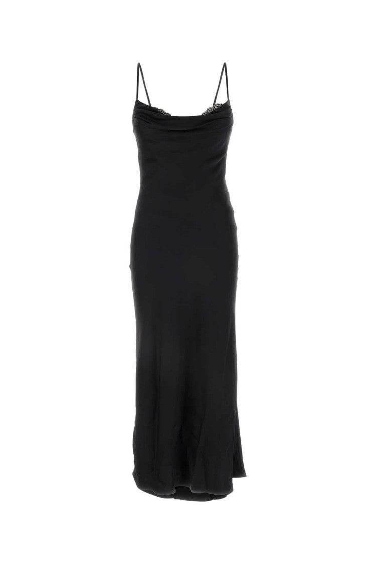 Alexander Mcqueen Black Satin Dress
