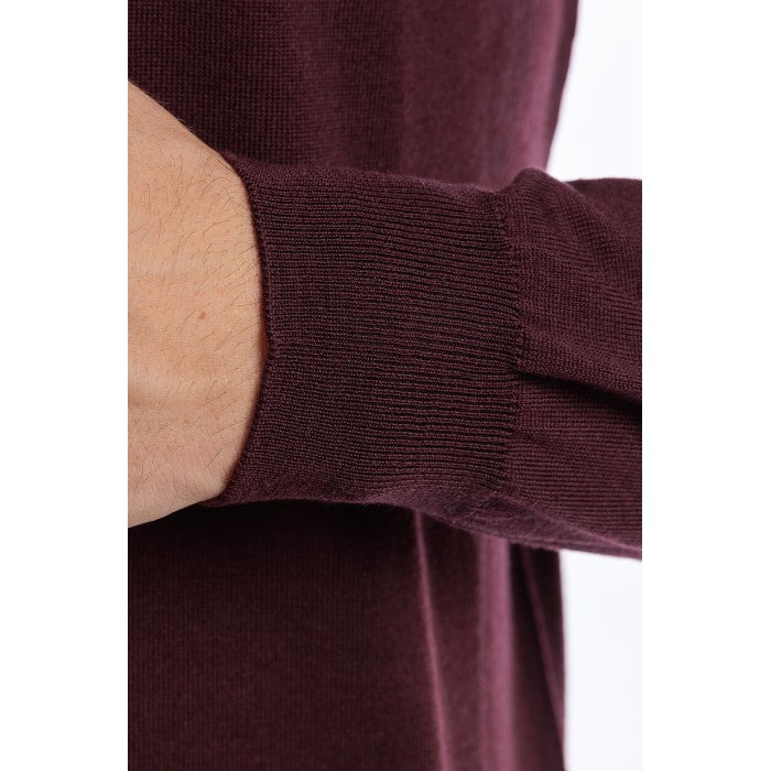 Filippo De Laurentiis Merino Wool Crew Neck Sweater In Deep Marsala
