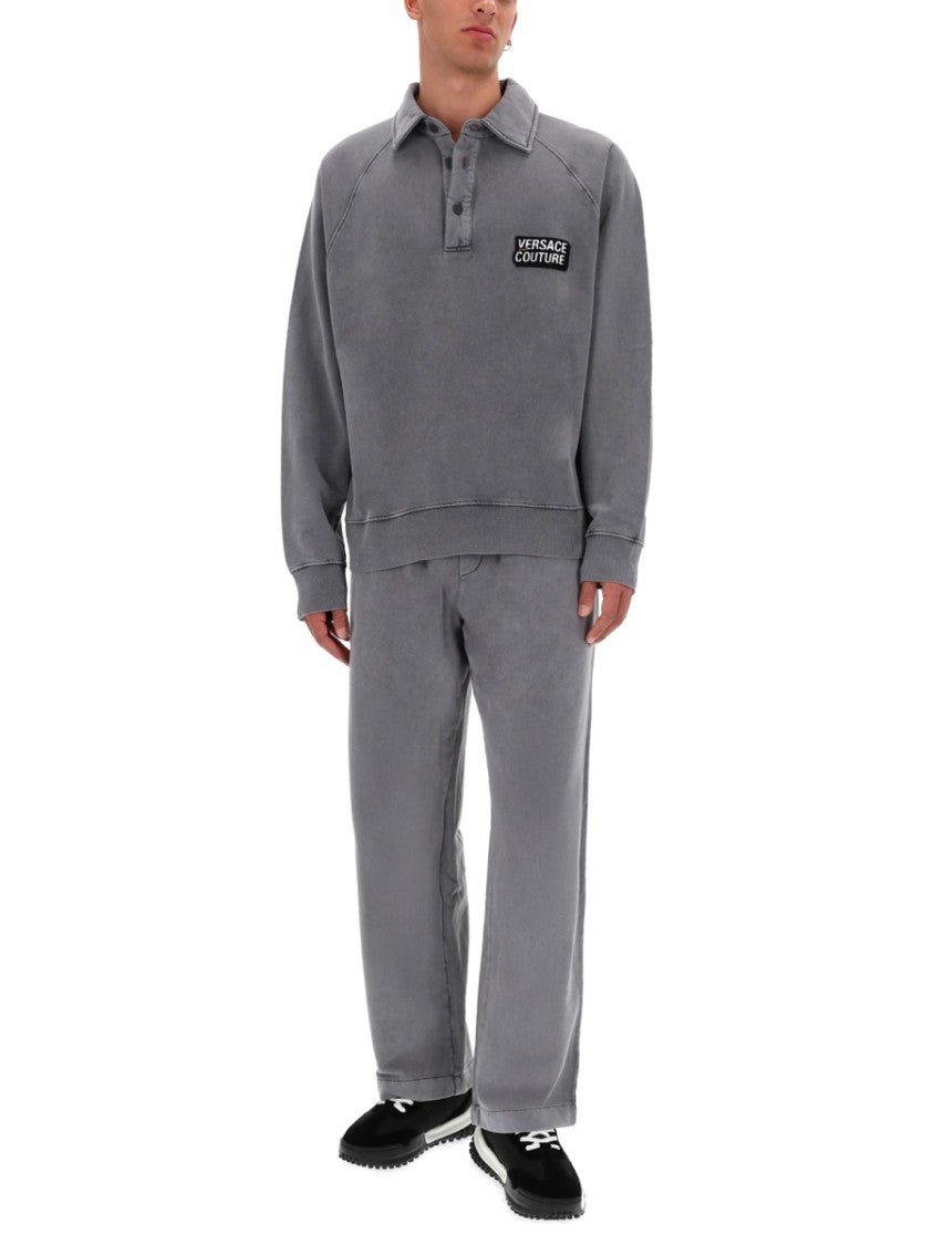 Versace Jeans Couture Grey Relaxed Logo Jogger Pants