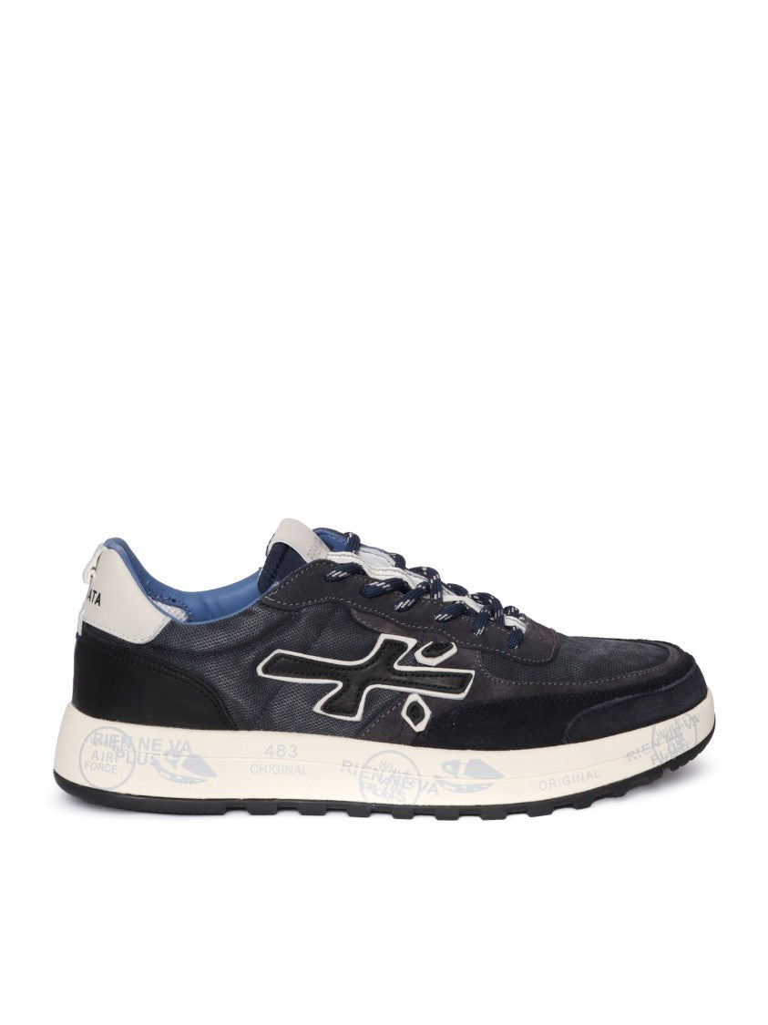 Premiata Layered White Sneakers With Textured Leather And Tpu Overlays