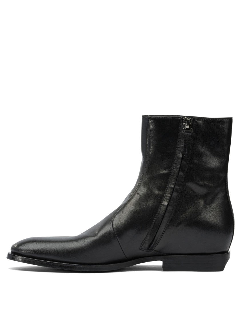 Henderson Baracco Polished Calf Leather Ankle Boots With Pointed Toe